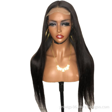 Factory Supplier 4X4 HD Lace Closure Human Hair Wigs For Black Women  Peruvian Glueless Natural Straight Human Hair Wig In Stock